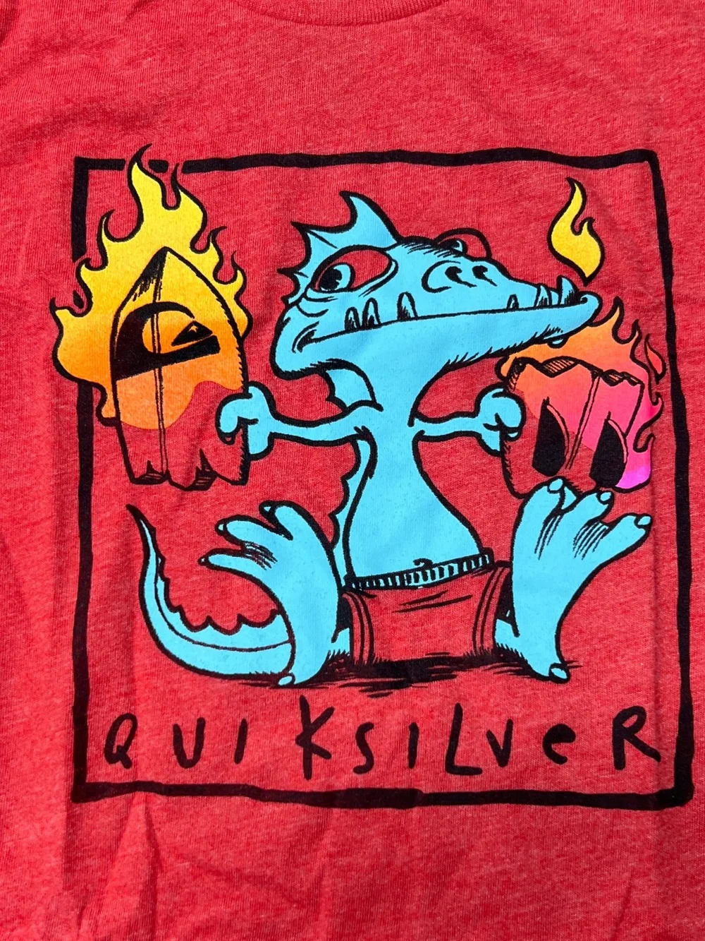 Quiksilver Red Short Sleeve Tee Dragon Graphic Little Boy Size 7X